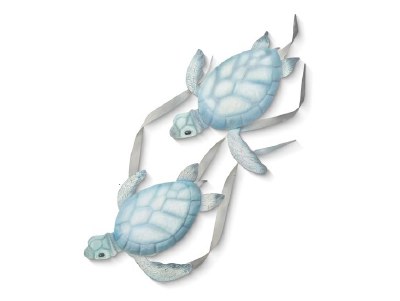 32" Two Blue Turtles Metal Plaque