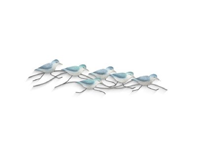 36" Six Blue Sandpipers Metal Plaque
