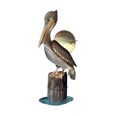 28" Pelican on Piling Metal Wall Plaque