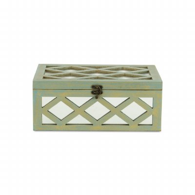 8" x 12" Rectangle Verdigris Lattice Decorative Box