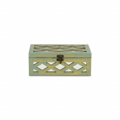 6" x 10" Rectangle Verdigris Lattice Decorative Box