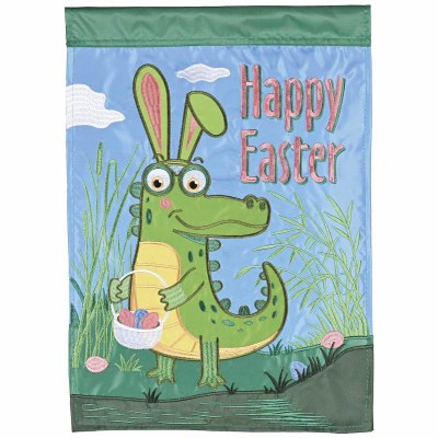 18" x 13" "Happy Easter" Mini Easter Alligator Coastal Garden Flag