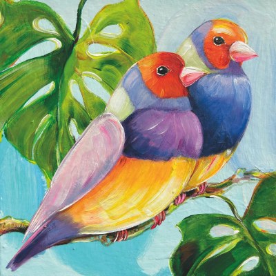 5" Square Two Tropical Birds Beverage Napkins