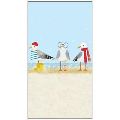 8" x 5" Sassy Seagulls on the Beach Coastal Guest Towels