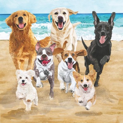 5" Square Release the Hounds on the Beach Coastal Beverage Napkins