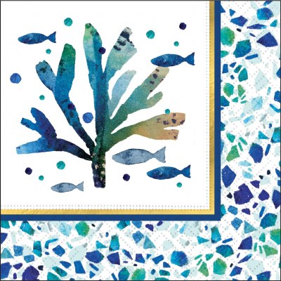 5" Sq Coastal Seaglass Beverage Napkins