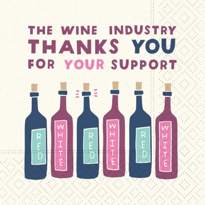 5" Sq "The Wine Industry Thanks You..." Beverage Napkins