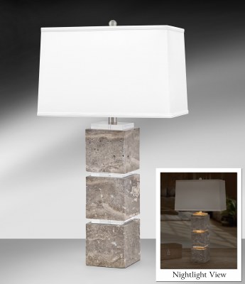 31" Cavity Stone and Marble Nightlight Table Lamp