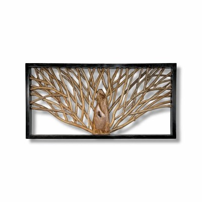 24" x 47" Landscape Tea Tree Teak Wood Wall Art Plaque