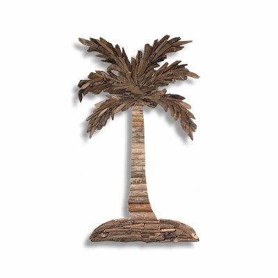 42" x 25" Small Coastal Driftwood Palm Tree Wall Art Plaque