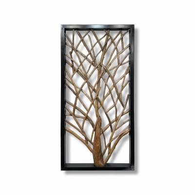 47" x 24" Portrait Tea Tree Teak Wood Wall Art Plaque