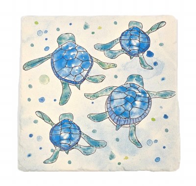 6" Sq Baby Turtle Stone trivet
