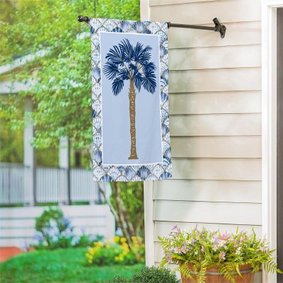 Double Sided Blue Palm Tree Large Flag
