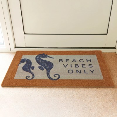 18" x 30" "Beach Vibes Only" Faux Coir Coastal Doormat