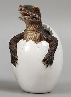 5" Polyresin Alligator Hatching From the Top of an Egg Figurine