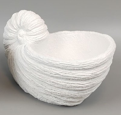 7" White Polyresin Nautilus Shell Pot