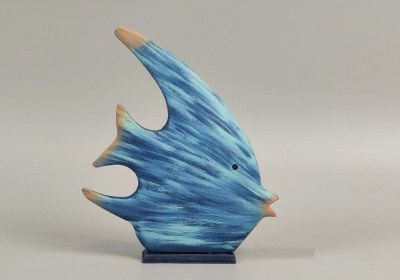 9" Two Toned Blue Wood Angelfish Statue