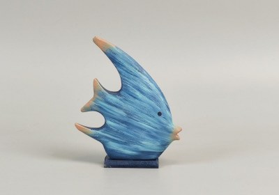 6" Two Toned Blue Wood Angelfish Statue