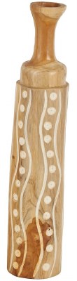 28" Natural Teak Wood Dots Decorative Vase
