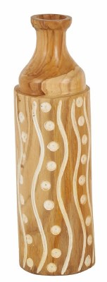 20" Natural Teak Wood Dots Decorative Vase