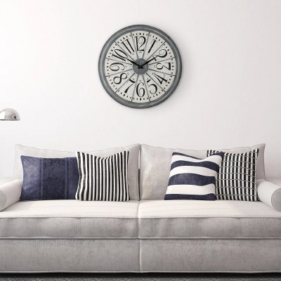 20" Round Distressed Gray Wall Clock