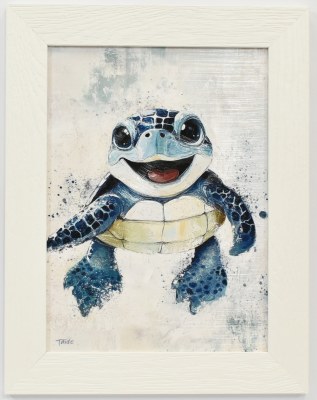 19" x 15" Happy Hatch Gel Textured Coastal Print in a White Frame