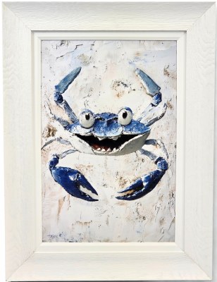 32" x 24" Happy Crabby Gel Textured White Frame Print