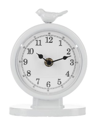 6" White Sitting Blue Bird Desk Clock