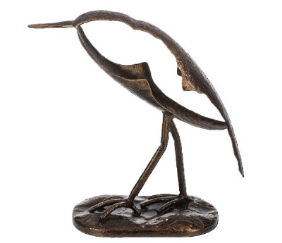 8" Distressed Gold Metal Bird Statue