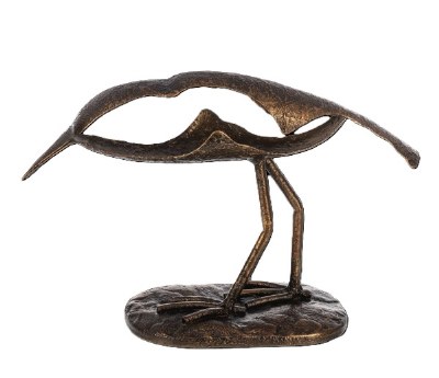 8" Distressed Gold Metal Bird Statue