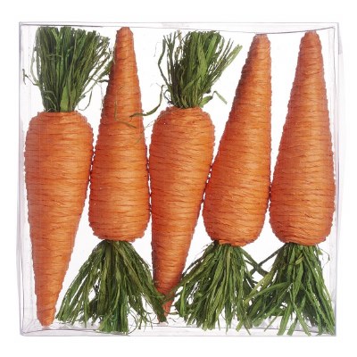 Box of Five 7" Faux Orange Corn Husk Carrots