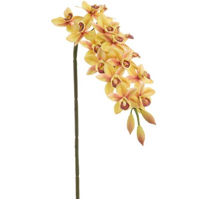 30" Faux Yellow Cymbidium Orchid Spray