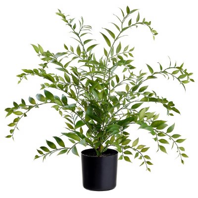 26" Faux Green Asian Bayberry in Black Plastic Pot