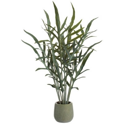 30" Faux Green Java Fern in Gray Plastic Pot