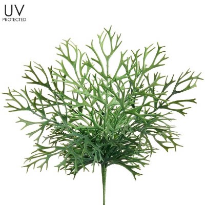 18" Faux UV Protected Green Staghorn Fern