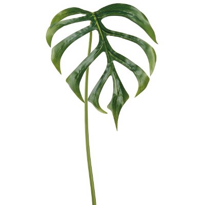 35" Faux Green Monstera Leaf