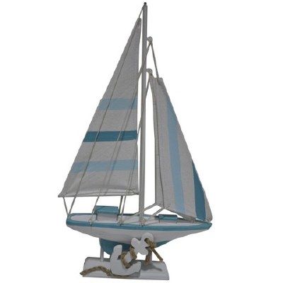 17" Two Toned Blue Sailboat Statue