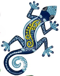 18" Blue Wood Gecko Wall Plaque