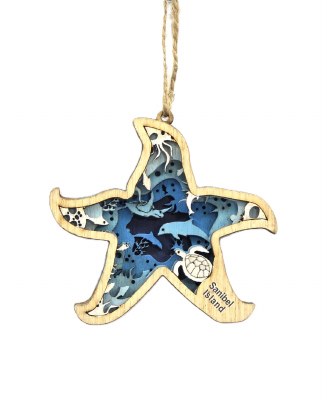 3.5" Sanibel Isalnd Blue Starfish Ornament