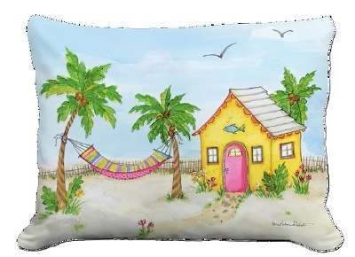 19" x 24" Cottage by the Sea Coastal Indoor/Outdoor Decorative Pillow