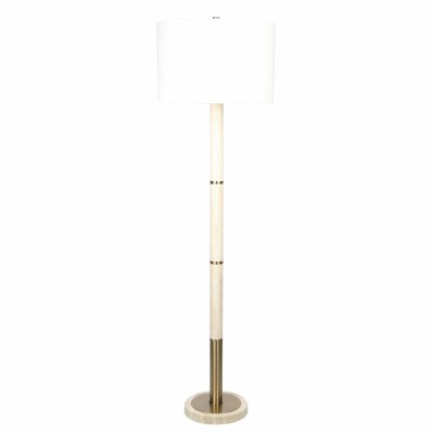 61" Distressed Bronze and Beige Travertine Floor Lamp