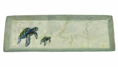 3" x 9" Green Turtle Capiz Tray