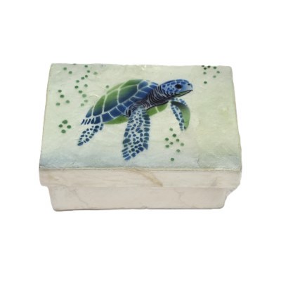 2" x 3" Rectangle Green Turtle Capiz Box