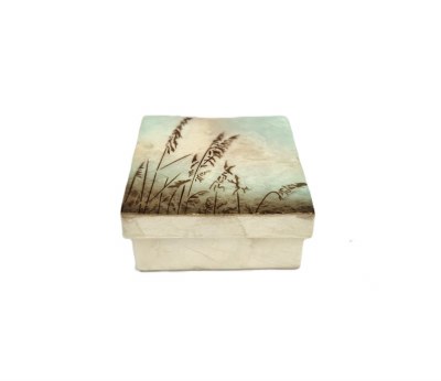 3" Sq Capiz Sea Oats Box