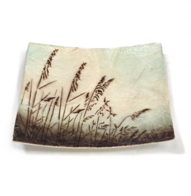 5" Sq Capiz Sea Oats Dish