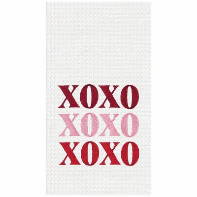 27" x 18" "XOXO" Waffle Woven Kitchen Towel