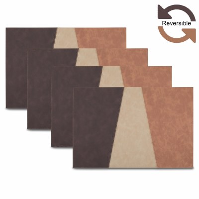 12" x 18" Brown Milano Vegan Leather Reversible Placemat