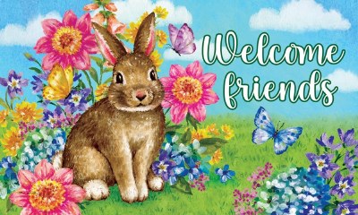 18" x 30" "Welcome Friends" Brown Bunny Doormat