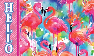 18"x 30" "Hello" Pink Flamingos Doormat