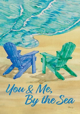 18" x 13" "You and Me..." Blue and Green Beach Chairs Mini Garden Flag